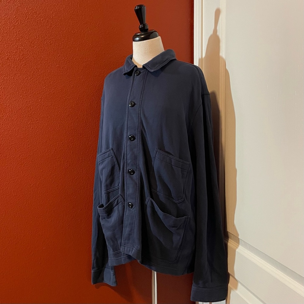 Alex Mill Men’s Loopback‎ Cotton Jersey Navy Button Front Utility Chore Jacket